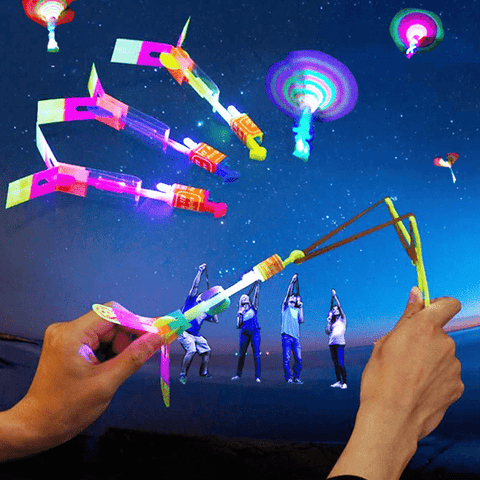 【40% OFF Holiday Promotion】Amazing Rocket Slingshot LED Helicopters