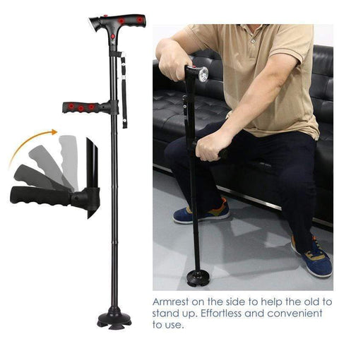 MULTI-FUNCTIONAL FOLDABLE LED WALKING CANE - CONVENIENT, COOL, & EASY-TO-USE