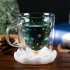 Christmas Tree Double Layer Glass Cup