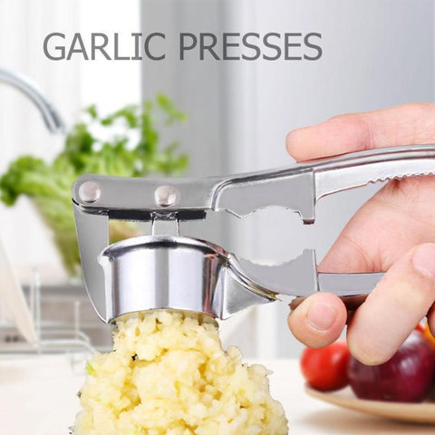 Garlic Press Mincer Crusher Chopper with Walnut Open Tools