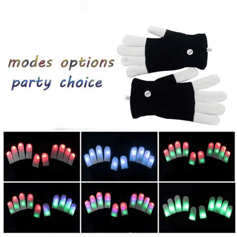 LED Flashing Rave Gloves