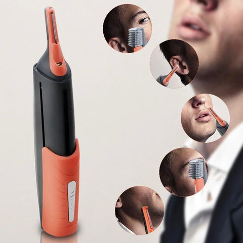 Men's nose hair trimmer razor multi-function double-head shaving device with 2 LED 7-cell battery