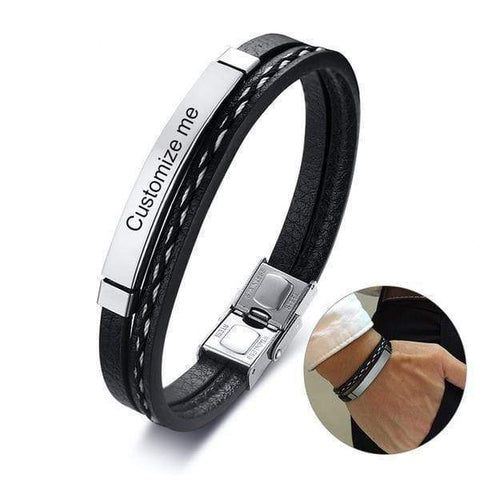 Personalized Bracelet Multi Layer Leather Bangle