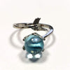 Mermaid Creative Fishtail Opening Rings With Blue Crystal Stone