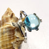 Mermaid Creative Fishtail Opening Rings With Blue Crystal Stone