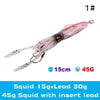 UV Luminous Realistic Squid Soft Lures