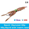 UV Luminous Realistic Squid Soft Lures